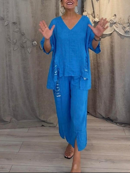 BIANCA | Completo Estivo a Due Pezzi con Eleganza Naturale e Comfort Fluttuante per Giornate Soleggiate